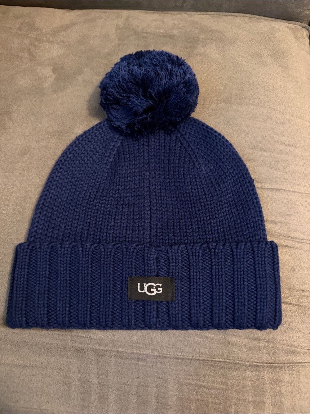 UGG Women’s Navy Knit Pom-Pom Beanie